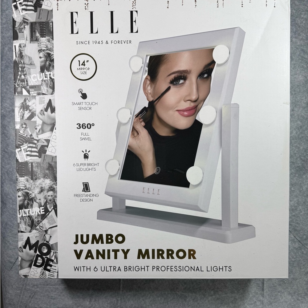 Elle White Jumbo Vanity Mirror with LED Lights